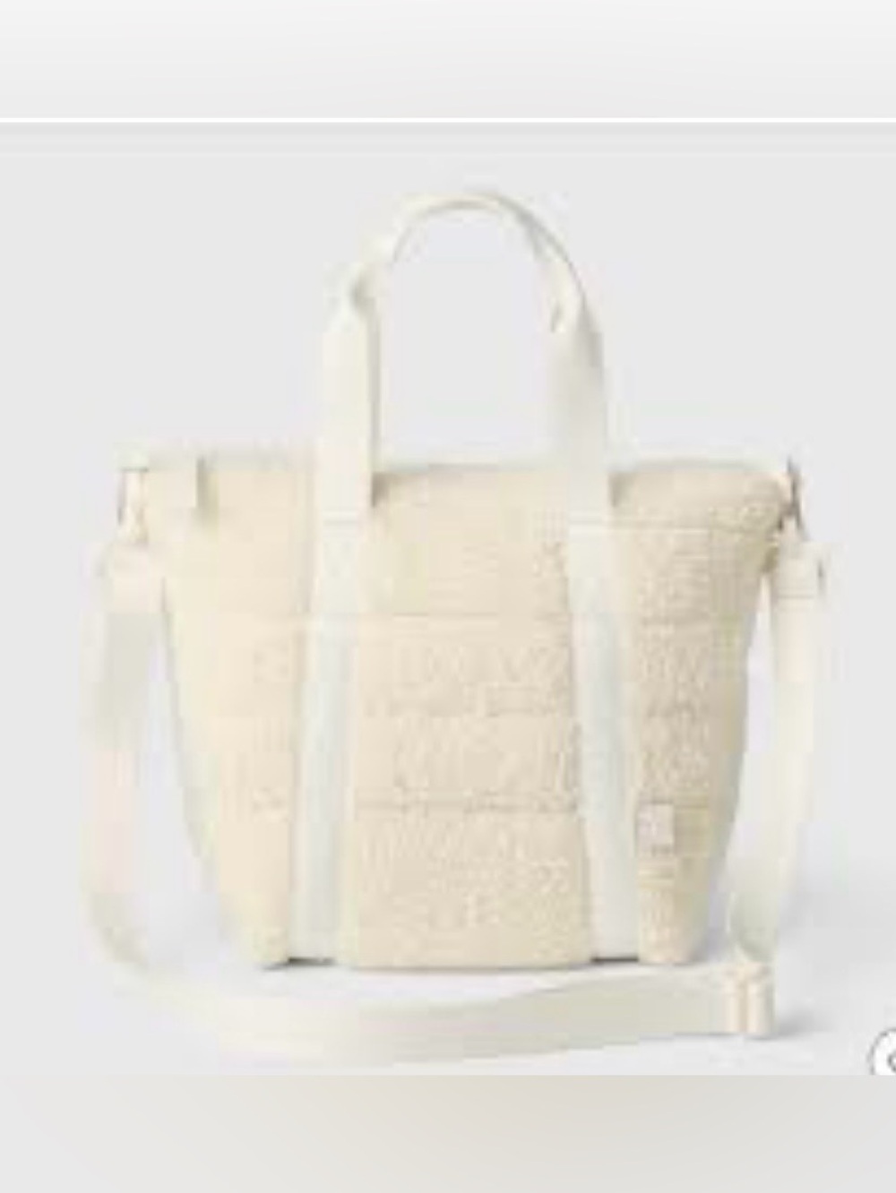 All in motion Cream faux Quilted Tote